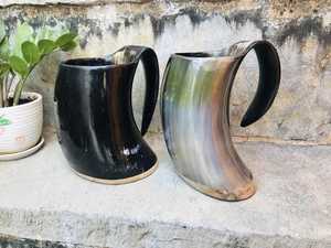 Taza vikinga de ágata hecha a mano personalizable, jarra para beber de búfalo tallada Natural para cerveza o vino, artesanías únicas - Product Image 4