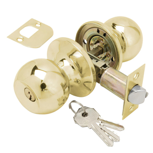 Maniglia per porta Wolfpack con chiave, finitura in ottone - Product Image 1