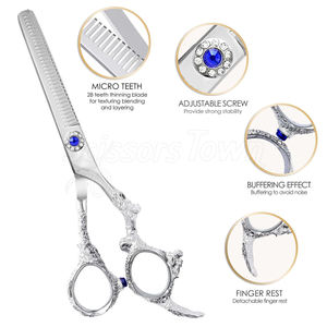 Ciseaux amincissants à manche de dragon Lames en acier inoxydable durables et tranchantes Ciseaux de barbier professionnels pour le mélange et la coupe - Product Image 5