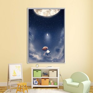 Toile d'art Starry Skye : Art mural pour enfants, toile imprimée pour chambre d'enfant, encadrée de blanc - Product Image 1
