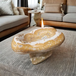 Cuencos para Velas de Té Hechos a Mano - Ónix Selenita de Forma Libre para Mesa, Jaspe - Product Image 4