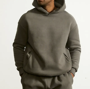 Sweat à capuche zippé pour homme en molleton de coton épais 400g, coupe oversize personnalisée, streetwear de luxe, anti-boulochage, respirant - Product Image 1