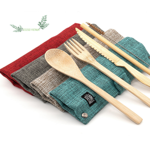 Gran oferta 2024 juego de cubiertos de bambú de viaje con bolsa/juego de cubiertos de bambú cuadrado con logotipo de alta calidad y personalizado de Eco2go - Product Image 3