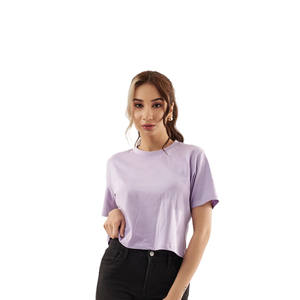 Logo personnalisé pour femmes broderie respirant grande taille haut court en coton été décontracté multicolore bébé t-shirt avec motif imprimé - Product Image 2