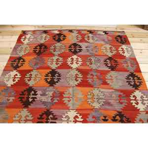 Grand tapis vintage 5,9x10,6 pieds, tapis en laine rouge et violet à motifs floraux - Product Image 3