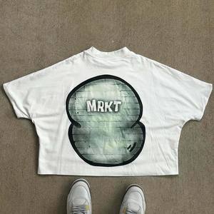 Camiseta Y2K Streetwear Vintage al por Mayor para Hombre, Camiseta con Hombros Caídos, Cuello Grueso, Corte Holgado de 2 Paneles, Estilo Cuadrado, OEM - Product Image 4
