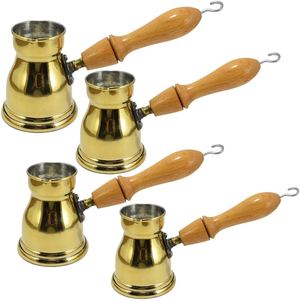 คุณภาพดีสีบรอนซ์อาหรับหม้อนมอบอุ่นทองแดงหม้อกาแฟตุรกีที่ขายดีที่สุดโลโก้ที่กําหนดเองที่จับไม้ในขายส่ง - Product Image 1