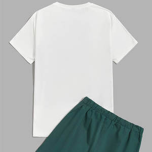 Conjunto de 2 piezas de verano de talla grande para hombre, camiseta y pantalones cortos de manga corta, para correr, transpirable, estilo callejero, poliéster/algodón - Product Image 2