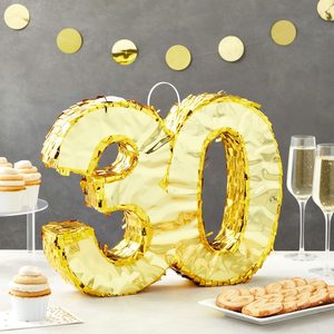 Goudfolie Nummer <span class=keywords><strong>30</strong></span> <span class=keywords><strong>Pinata</strong></span> Met Blinddoek En Stok Voor Volwassenen 30e Verjaardagsfeestje Decor Jubileumfeesten Feest Gunst - Product Image 2