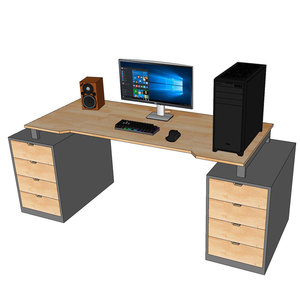 Escritorio de Juegos Estable en Forma de Z con Altura Ajustable, 160x70cm, Superficie de Carbono, Estructura de Hierro y Madera de Caucho, 2 Cajones, para Hogar, Oficina, Dormitorio - Product Image 3