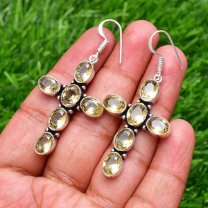 Pendientes de citrino de Plata de Ley 925 delicados a la moda, joyería colgante hecha a mano con piedras preciosas facetadas para mujer, venta al por mayor - Product Image 3