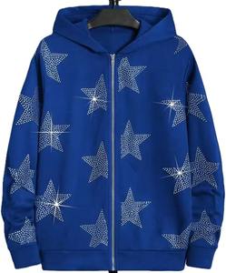 Sweat-shirts en gros pour hommes et femmes, sweat-shirts à capuche en strass, 100% coton, impression surdimensionnée, sweat-shirts personnalisés, sweat-shirts lourds pour unisexe - Product Image 1