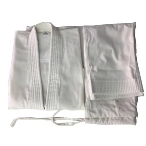 Uniforme de Karate transpirable de algodón de 10oz para niños adultos estudiante Gi pantalones chaqueta para artes marciales con cinturón gratis lona blanca - Product Image 1