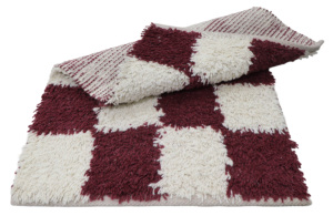 Alfombra de lana geométrica moderna peluda de pelo alto tejida a mano granate marfil suave Extra gruesa para sala de estar dormitorio - Product Image 6