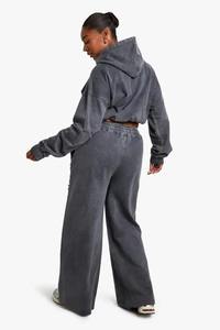 Pantalon large à jambes larges en toile de haute qualité pour femmes, avec logo personnalisé, lavage à l'acide - Product Image 4