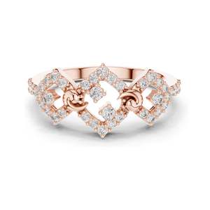 Bague Halo Nœud en Diamant de Laboratoire 0,362 CT pour Femme, Clarté VVS-VS EF, Or 18KT, 14KT, 10KT et Argent 925, Rose, Jaune, Blanc - Product Image 1