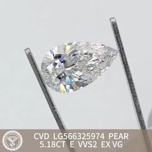 1CT ตัดลูกแพร์เพชรแบบหลวมได้รับการรับรองจาก IGI 1.5ct 3.0ct 4.0ct 5.0ct HPHT CVD - Product Image 2