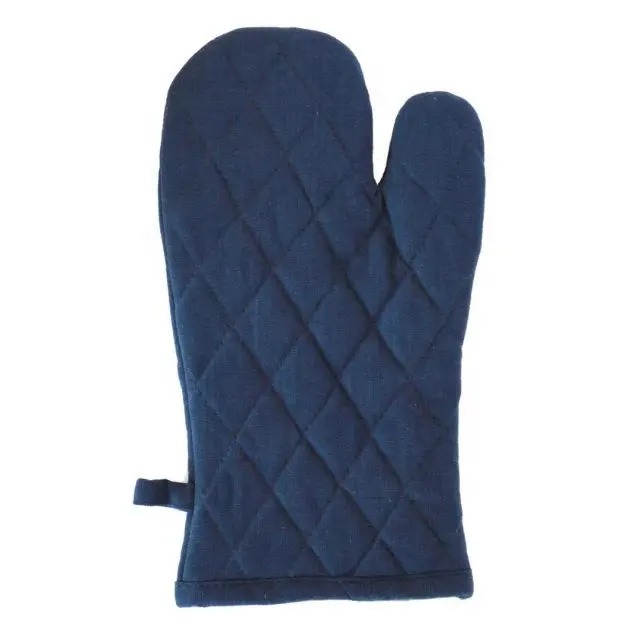 Guanti da forno graziosi in cotone da forno ricamato speciale blu Navy per barbecue