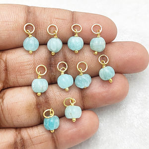 Amazonite citrouille sculptée pierre précieuse pendentif fil enroulé minuscule perle pendentif pour bijoux accessoires - Product Image 1