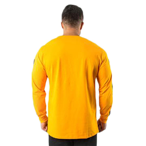 Custom Long Sleeve T Shirt Men Yellow Black Panel Crew Neck Casual Fashion Streetwear Cotton Top - Product Image 6