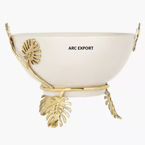 Copper Metal Round Serving Bowl <b>Mirror</b> Polished Beautiful Home Kitchen Mixing Bowl with <b>Wood</b> Base Disposable for Parties - Product Image 5