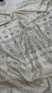 Pure Desi Moonga Silk Saree con Fancy Mukeish Work & Dyeable Blusa Pieza Estilo tradicional Ropa de fiesta - Product Image 3