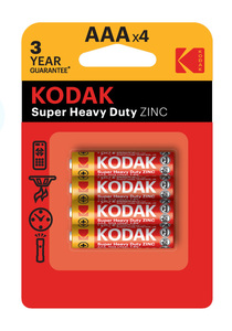 ถ่านซิงค์ซอลีนโคดัก ซุปเปอร์เฮฟวี่ดิวตี้ 1.5V R03 AAA จำนวน 4 ก้อน (บรรจุแบบพลาสติก) - Product Image 1
