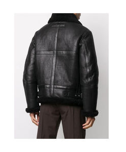 Chaqueta de cuero real negra formal con bordado de cuello levantado con mangas, las últimas chaquetas de cuero para hombre Oem - Product Image 4
