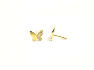 Pendientes minimalistas de plata de ley con tachuelas de mariposa con zirconia cúbica, pendientes delicados para mujer - Product Image 3