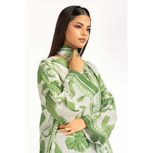 Conjunto Coordinado Estampado de Cambray Off-White para Mujer, Atuendo Casual de Gasa de 2 Piezas, Talla 3XL - Para Primavera/Verano - Product Image 4