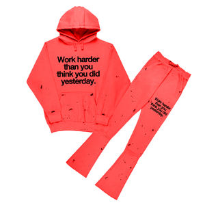 Pantalones de chándal apilados de tendencia superior de alta calidad, trajes de chándal, logotipo de serigrafía de hojaldre, ropa de calle de tamaño adulto, chándales para invierno - Product Image 2