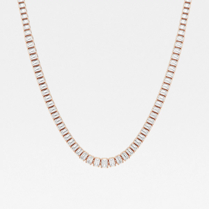 Usine directe haute joaillerie 14K or massif exclusif à la main collier de chaîne de tennis clouté avec des diamants de laboratoire taille émeraude en vrac - Product Image 4