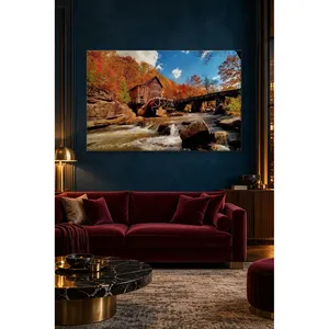 Impression sur toile du moulin à eau Fida dans la forêt d'automne - Product Image 1