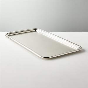 Bandeja DE SERVICIO DE METAL moderna con diseño minimalista limpio ideal para cafés que muestran golosinas gourmet en estantes de exhibición de madera - Product Image 2