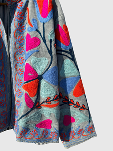 Veste à col mandarin brodée à la main avec motif géométrique, manches longues, style velours, design blouson pour adulte, idéale pour l'automne - Product Image 4