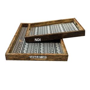 Plateau de service en métal de style unique finition brillante plateau de service de dessert de nourriture fournitures d'hôtel de restaurant plateau de serveur de nourriture - Product Image 5