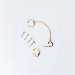 Orecchini a Cerchio Geometrici Placcati in Rodio Imitazione, Minimalisti e Impilabili, per Donna - Product Image 2