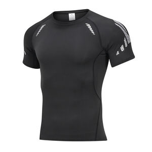 Performance compression t-shirt hommes gym entraînement fitness entraînement couche de base évacuation de l'humidité respirant stretch haut de sport - Product Image 4