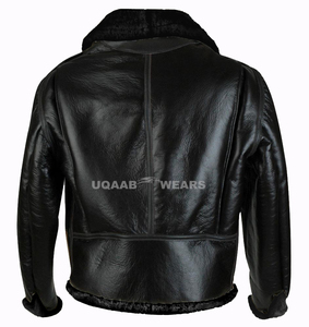 Chaqueta de piel de oveja B3 de aviador de vuelo Vintage para hombre, piel de Sherpa cálida con cuero de piel de oveja estilo motorista informal OEM - Product Image 2