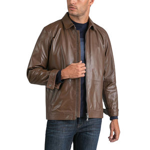 Blouson en cuir vintage tendance pour homme, personnalisable, col montant, respirant, coupe-vent, fournisseur direct d'usine, nouveauté - Product Image 1