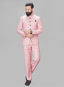 Costume 2 pièces basique en polyester à col banni pour hommes, coupe longue régulière, respirant, tenue de cérémonie pour Scoot La-pour le travail - Product Image 5