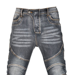 <b>Mens</b> Dark Denim Motorcycle <b>Biker</b> <b>Jeans</b> Kevlar Reinforced Lining Multi Pocket Design Protective Riding - Product Image 5