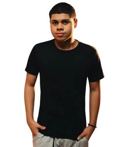 Camiseta negra con cuello redondo, Camiseta lisa de algodón suave, camiseta informal cómoda de manga corta para uso diario y de verano para hombres - Product Image 1