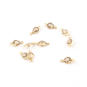 Avishing-conector doble de Latón chapado en oro para joyería, accesorios de joyería con forma de pera de cuarzo melocotón facetado, bricolaje - Product Image 6