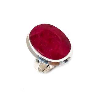 New Arrival Solid 925 Sterling Silver Bezel Setting Fine <b>Statement</b> <b>Rings</b> Natural Kashmir Ruby Oval Faceted Gemstone Wedding - Product Image 3