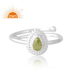 Bague en pierre précieuse péridot naturel argentée, best-seller, bijoux personnalisés pour femmes, cadeau pour elle, fabricant de bijoux indien - Product Image 3