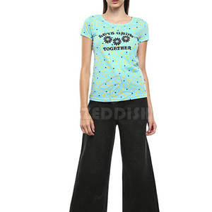 T-shirt d'été décontracté pour femmes T-shirt en coton et polyester avec impression numérique en gros imprimé avec logo personnalisé - Product Image 4