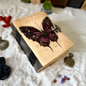 Trang 400 lớn grimoire chính hãng Da bướm phù thủy Tạp Chí phong cách cổ điển trống chính tả cuốn sách ngoại giáo món quà Moth morpho Motif - Product Image 4