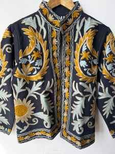 Chaqueta Bomber Acolchada Vintage de Lona Tejida con Bordado Suzani, 100% Algodón, para Otoño e Invierno, Gran Venta - Product Image 5