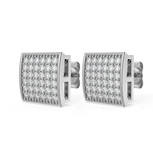 Round Cut Moissanite Square Stud <b>Earrings</b> For Unisex - Product Image 5